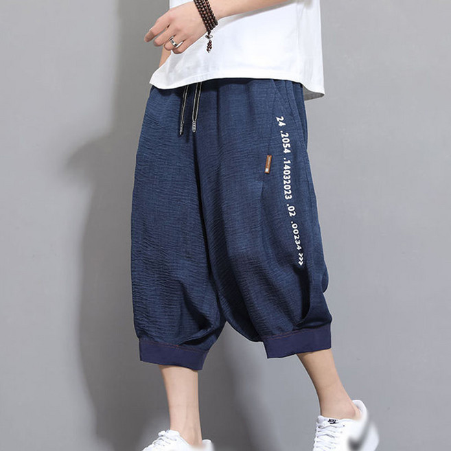 ~8XL까지 빅사이즈 캐주얼 배기핏 7부 통바지 운동바지 남성 남자 블루종 빅사이즈 와이드 캐주얼 쿨바지