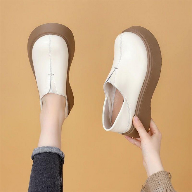 용태원 여성 라운드 통굽 로퍼 봄가을 펌프스 로퍼 5cm Y122-761