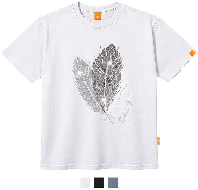 엘라모 큐빅낙엽 반팔 티셔츠 남녀공용 빅사이즈 S~4XL