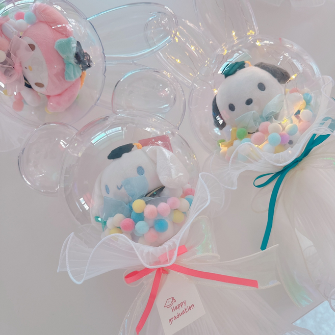 피오니샵 산리오 학사모 인형 아크릴 꽃다발 졸업식 준비, 곰 아크릴 인형 시나모롤