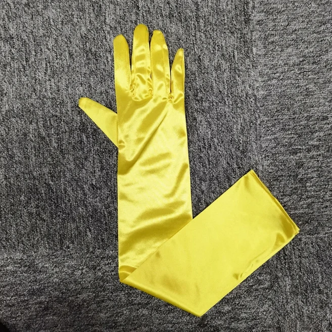 여성 멀티컬러 55CM 롱 새틴 예식장갑 우아한 레트로 파티 프롬 코스프레 신부 웨딩 드레스 패션 액세서리, 01 싱글 사이즈, 05 Yellow