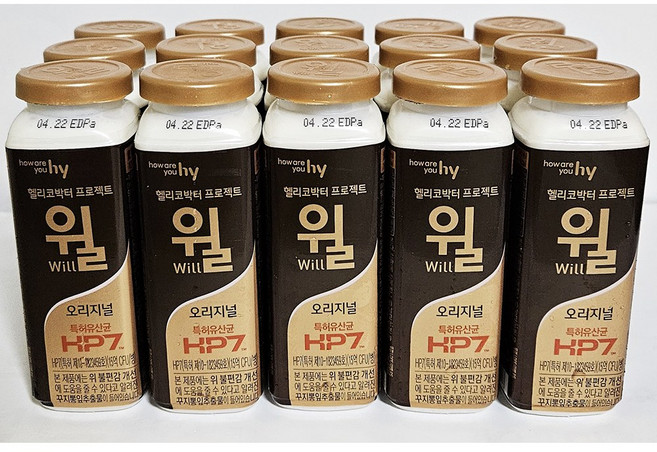 한국야쿠르트 헬리코박터 윌 150ml 아이스박스 아이스팩 포장, 15개