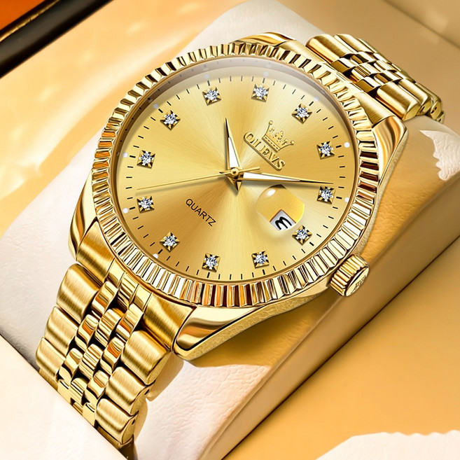 OLEVS 남자손목시계 정품 쿼츠 럭셔리 명품 워터프루프 야광