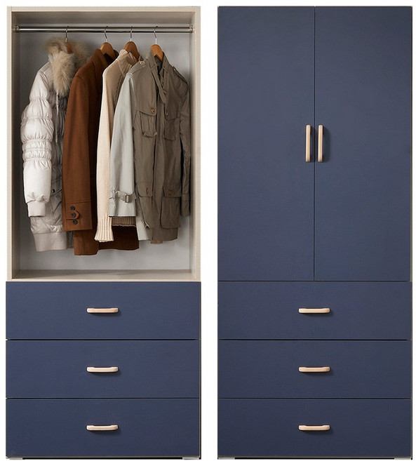 [케이컴퍼니본사] 이음3서랍도어옷장, 네이비