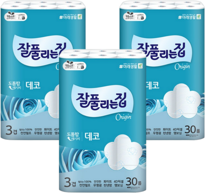 제지류 - 잘풀리는집 더도톰한 3겹 데코, 30m, 3개