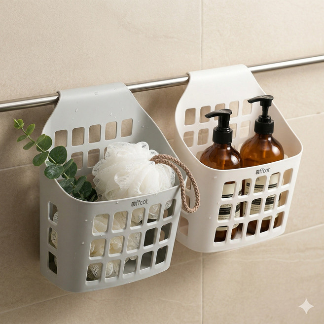 행거 벽걸이 빨래 정리 바구니 세탁 보관함, 흰색