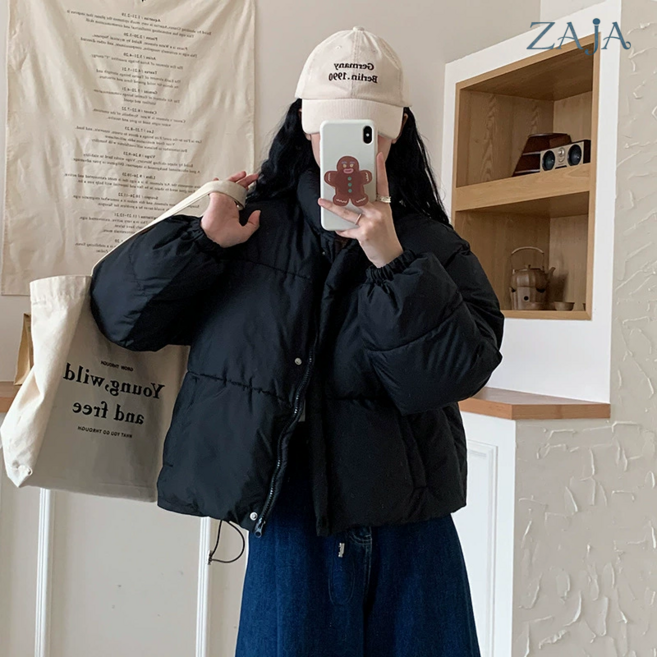 [초특가] ZAJA 여성 오버핏 베이직 하이넥 숏 패딩 자켓