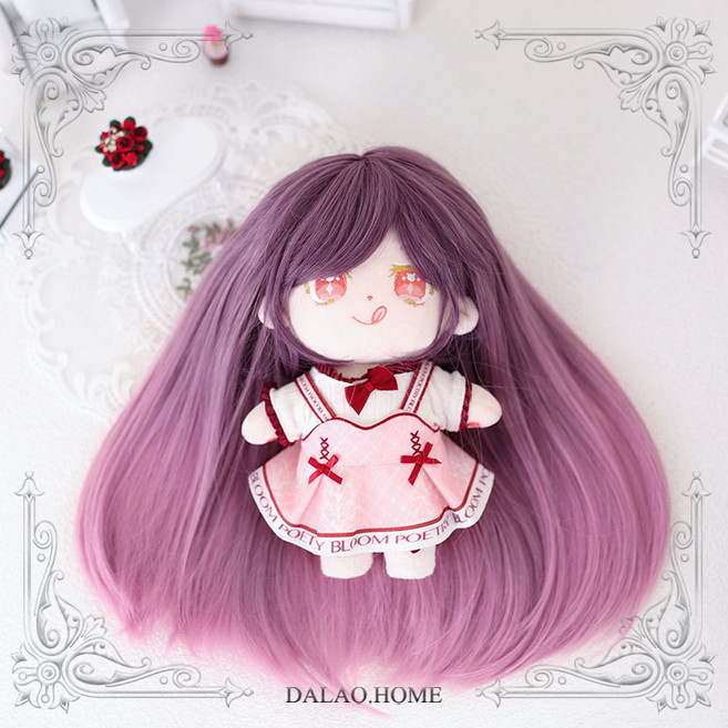 20cm 아이돌인형 퍼플 그라데이션 특이한 가발 무속성인형 소품 의상 솜뭉치 솜깅 랄라솜, 약30-35cm