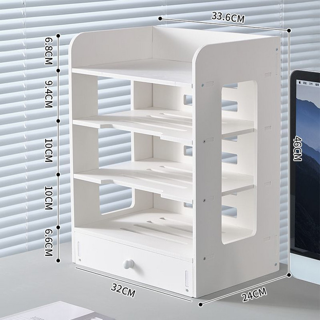 MeFun 책상 A4 서류 수납 선반 서랍형 수납함 다용도 탁상용 수납 트레이, 5단, 화이트