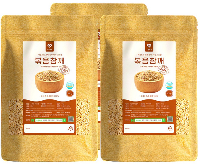 소생마켓 당일생산 100% 국산 저온로스팅 이유식 볶음 참깨 200g, 3개