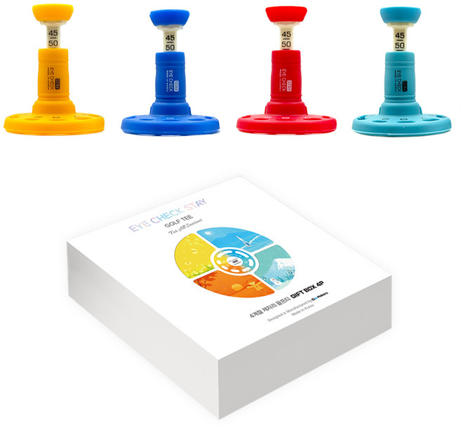 아이체크 스테이 거리측정 골프티 선물세트 4P 1초티업 꽂지않고 사계절 바로티샷, 1개, 블루,레드,오렌지,민트