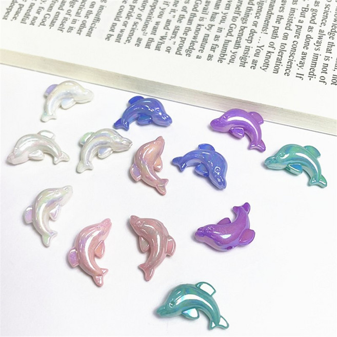 (5pcs)작은 돌고래 비즈 악세사리재료부자재 팔찌만들기재료, 5개, (Y52)에메랄드