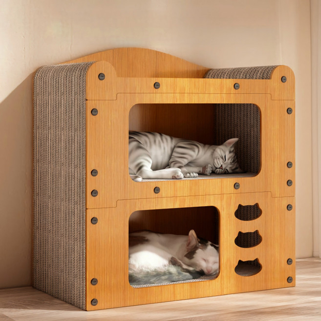 Anystar 고양이 숨숨집 하우스형 스크래쳐 박스, 1개, 원색