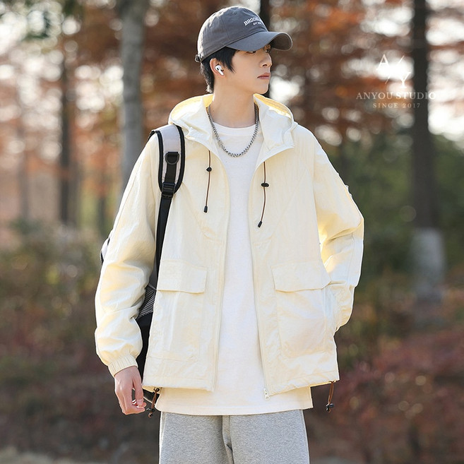 남자 캐주얼 아우터 여름 원사 자외선 차단UPF50+자외선차단 빅사이즈 통기성 얇은 점퍼 등산복