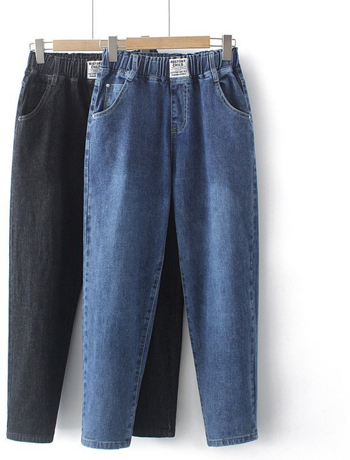 배기 청바지 중년여성 밴딩 하이웨스트 춘추 40대 50대 스판 엄마바지 루즈핏 빅사이즈 중장년 여성바지