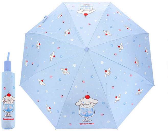 산리오 캐릭터즈 스파클링패턴 55 양산 겸용 완전자동 3단 우산 암막 완자 우양산