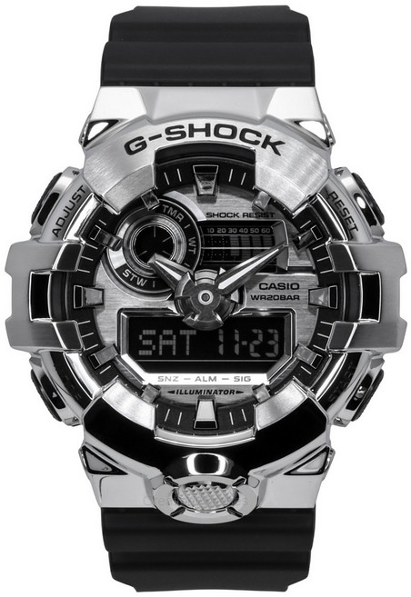 카시오 G-Shock G-Steel 아날로그 디지털 레진 스트랩 실버 다이얼 쿼츠 GM-700-1A 200M 남성용 시계