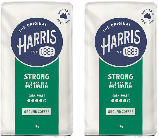 호주 해리스 Harris Coffee Ground Strong 그라운드 다크로스트 스트롱 분쇄커피, 2개, 1kg