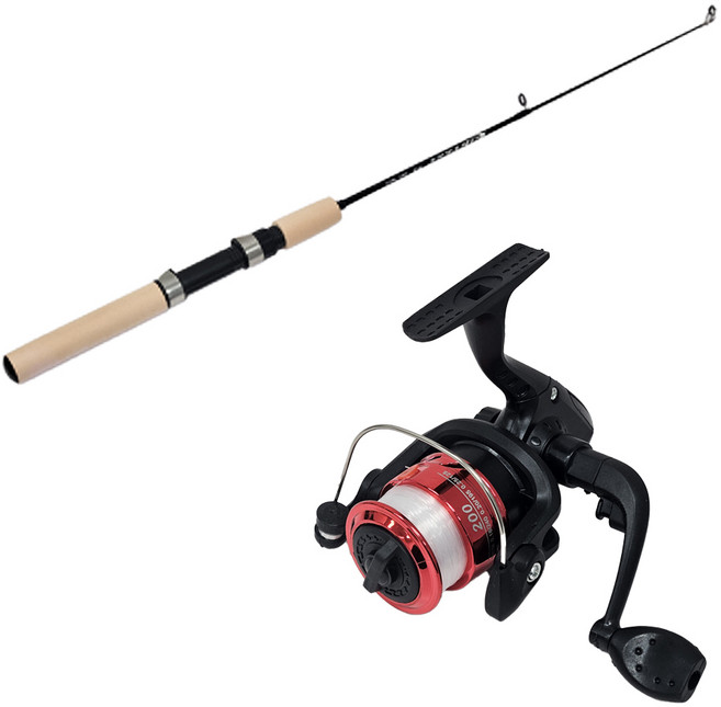 NR 얼음낚시대 스피닝릴 세트, 레드