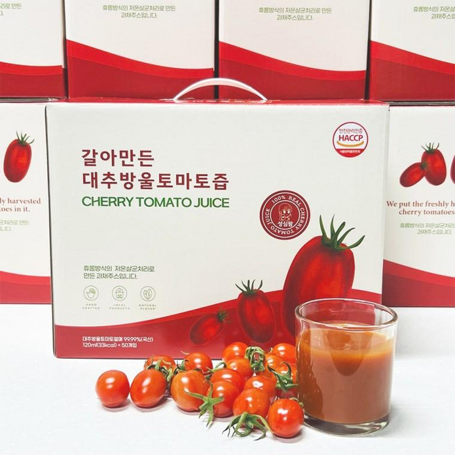 국내산 산지직송 무첨가 100 대추방울 토마토즙 50포, 1