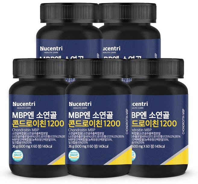 소연골 콘드로이친 1200 MBP 식약청 HACCP 인증, 5개, 60정