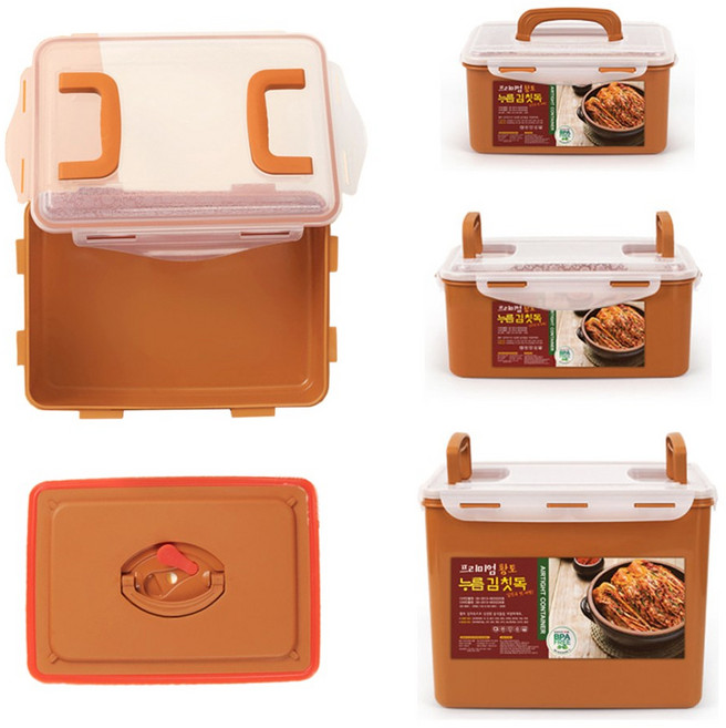 황토김칫독 누름판 오이지통 누름돌 장아찌통 황토누름독 장아찌보관용기 진공누름통 냉장고김치통 9종, 플라스틱/PET, 1개