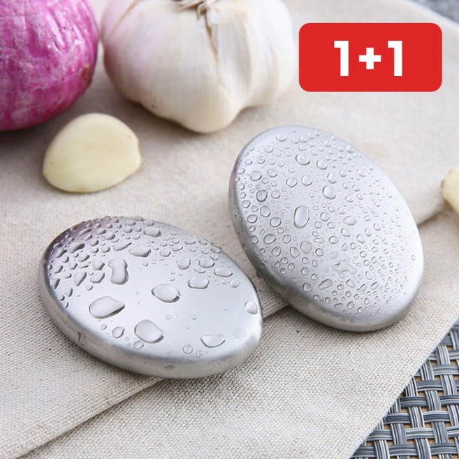 냄새제거 스테인리스 비누 주방 마늘 양파 냄새 1+1, 1개, one  원형 스테인리스 비누 OPP 포장