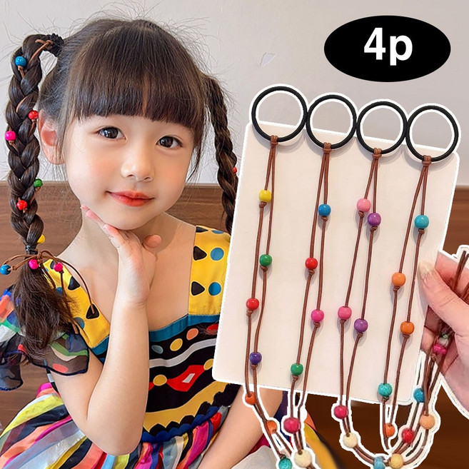 은꽃밴드 4P 유아 머리끈 땋는 가발 유니크한 스타일