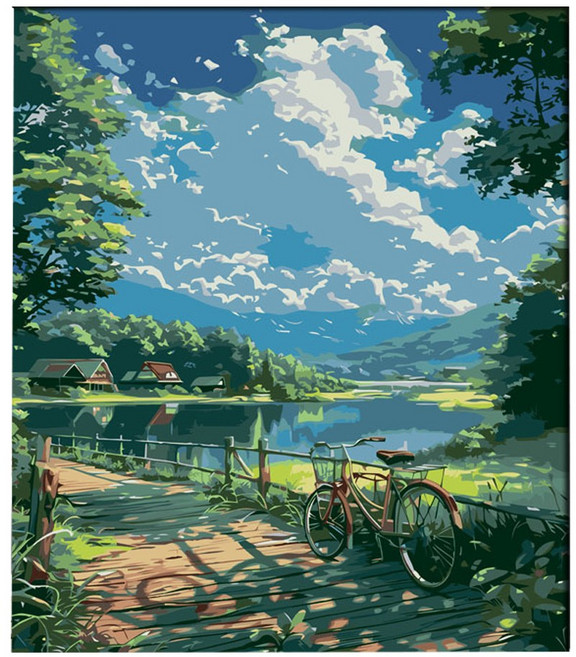 호인트 diy 명화그리기 유화 피포페인팅 컬러링키트 대형 40x50cm, 1개, 004호수의오후