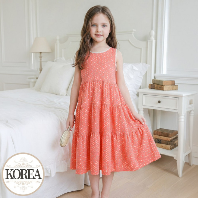 민소매 아동 원피스 잠옷 파자마 도트캉캉D(다이마루)