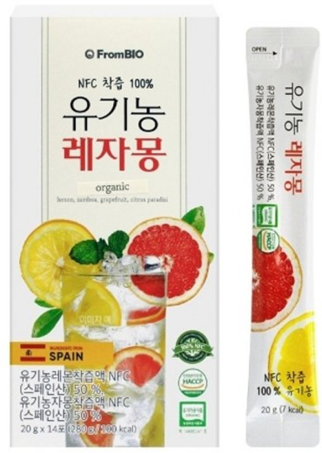 프롬바이오 NFC 유기농 레자몽 즙 14P, 280g, 3개