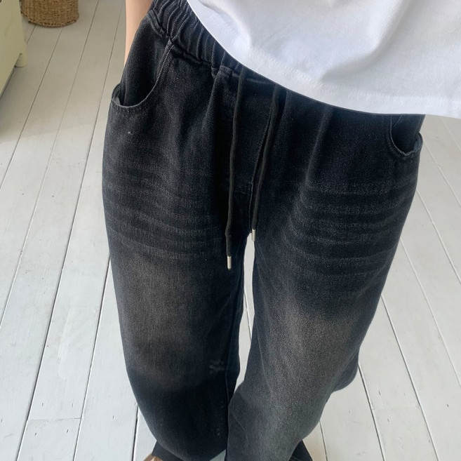 애플망고샵 오버핏 여성 자유 데님 밴딩 팬츠 DW810 청바지