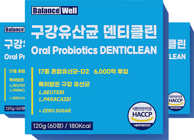 밸런스웰 덴티클린 특허 구강유산균 HACCP 식약처 인증, 60정, 3박스
