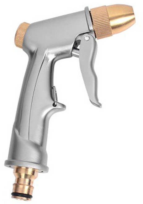 [다옴하우스] 고압분사 금속 스프레이건 세차 원예 베란다 청소 워터건 물호스, 1개, 실버