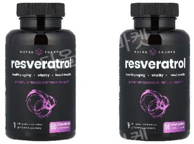 NutraChamps 레스베라트롤 1400mg 60비건캡슐 2개, 60정 - 쿠팡