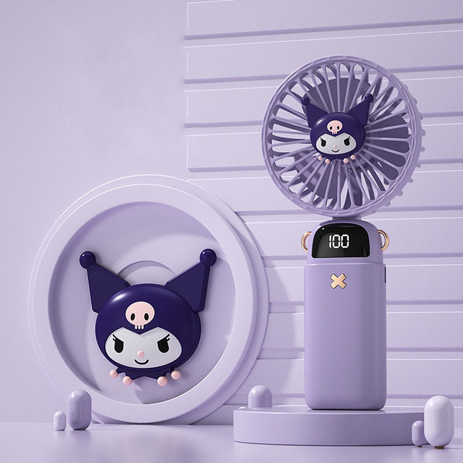 산리오 휴대용 선풍기 마이멜로디선풍기 포차코 어린이 소형 휴대 충전식 USB 탁상용 캠핑 에어컨 선풍기 미니 손선풍기, 쿠로미