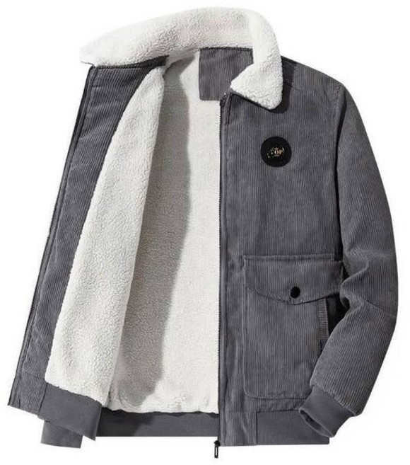 燈芯絨加絨保暖外套 冬季休閒夾克 翻領羊羔絨棉衣