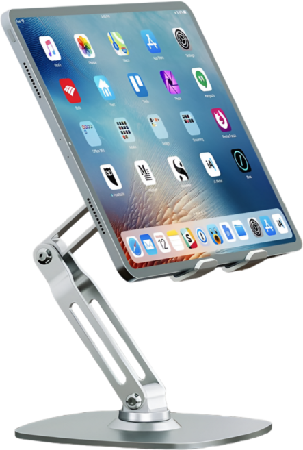 매일다미 360도 회전 높이조절 태블릿 스탠드 거치대, 1개, 실버