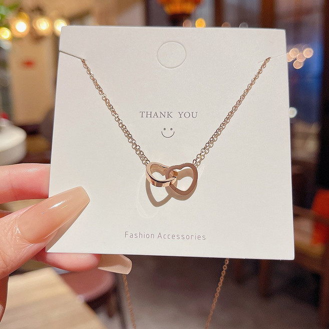 여성 데일리 더블 하트 펜던트 목걸이