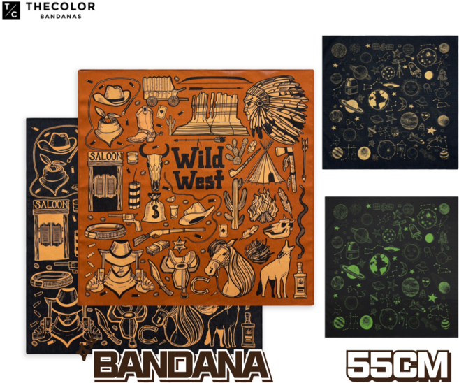 마우셀 브랜드 반다나 55CM 면 디자인 스카프 등산 손수건 런닝 헤어두건 캠핑 체육대회