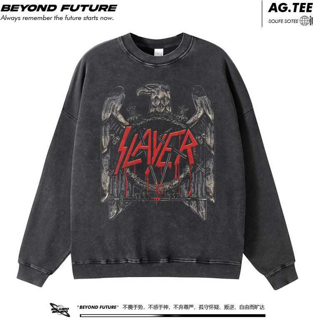 slayer 킬러 워싱 빈티지 루즈핏 트렌디 베이스 재킷 미국 스타일 하이 스트리트 록 밴드 상의