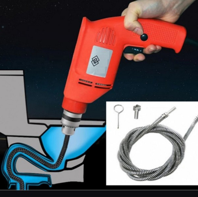 변기막힘 배관청소 전동드릴연결 하수관 배수관 관통기 500cm 세척기, 단품, 1개