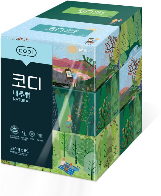 코디 [SSG]코디 내추럴 미용티슈 230매*6입 1팩 프리미엄 화장지