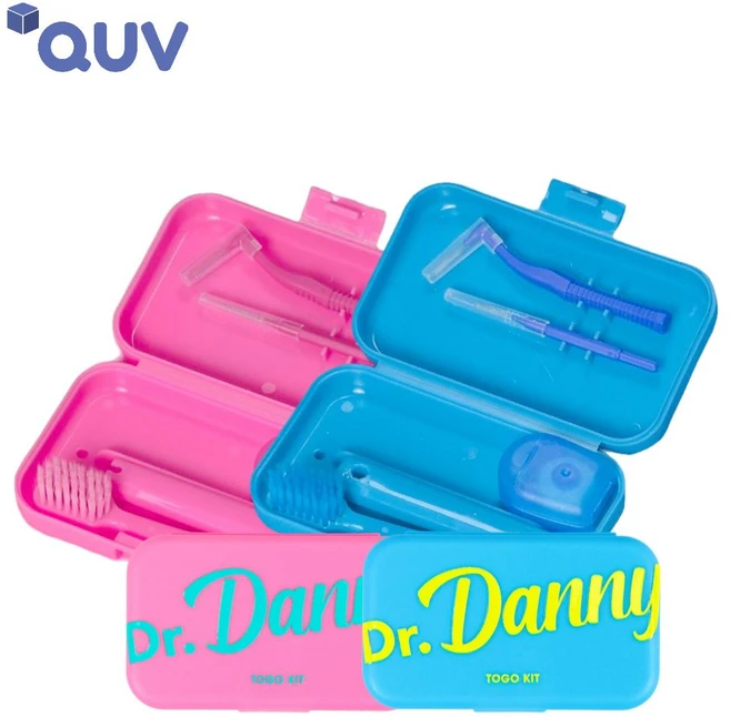 투고키트 여행용 휴대용 칫솔 양치 세트 치간칫솔 치실 블루+핑크 2개 세트, 1개 - 쿠팡