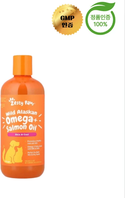 제스티 포우즈 야생 알래스카 오메가 + 연어 오일 강아지 및 고양이용 473ml, 1개 - 쿠팡