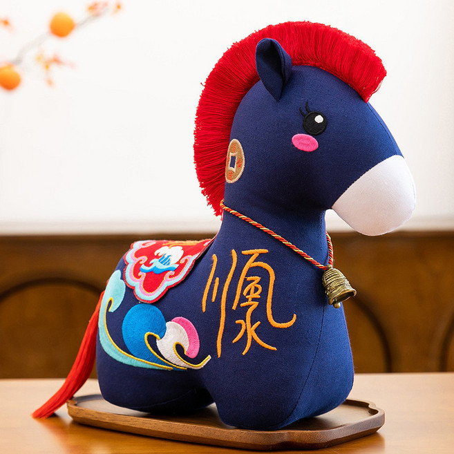 馬年吉祥物毛絨玩具公仔生肖馬玩偶掛飾禮物擺件新年居家裝飾春節裝飾, A順豐順水馬,30厘米左右, 1個
