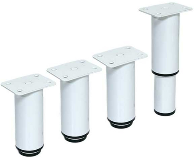 높이조절원형발 ~150mm 높이조절가능 가구 발통 받침대, 4개, 화이트