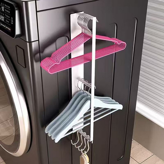 거와스 무타공 부착식 2단 옷걸이 수납 정리대, 화이트, 1개