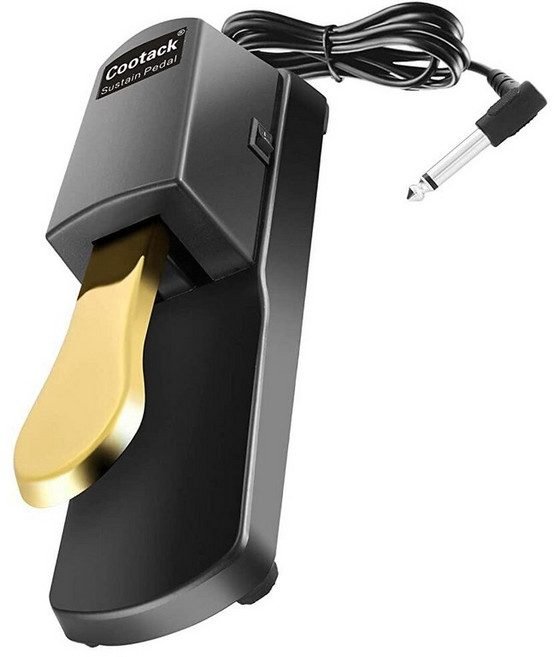 Cootack 야마하 카시오 롤랜드 전자 키보드 디지털 피아노 등에 적합한 범용 서스테인 페달 골드, 1개