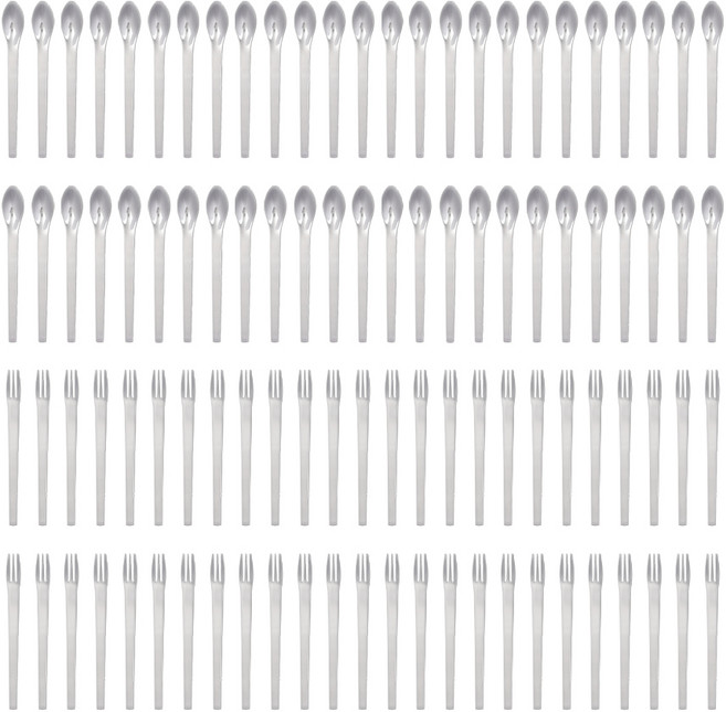 라온누리 젠 304 올스텐 카페 티스푼 케익 과일포크 세트, 스푼50+포크50, 100개